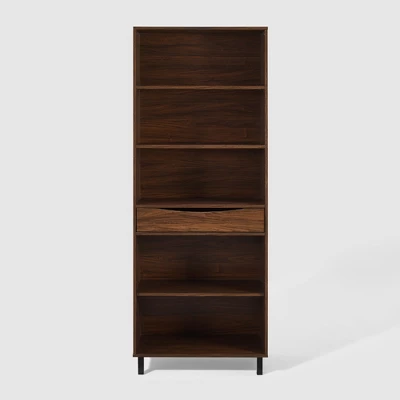 72.5" Mid-Century Modern 1 Drawer Angled Bookshelf - Saracina Home 72.5" Mid-Century Modern 1 Drawer Angled Bookshelf - Saracina Home -Saracina Home GUEST 9c7bd3c0 62d4 4081 bd63 6e0ad2db722b