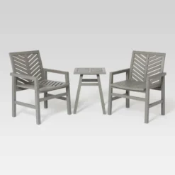3pc Slatted Chevron Acacia Wood Patio Chat Set - Saracina Home -Saracina Home GUEST 9f76aa6f fbf0 4626 81c7 a8323d8b95e1