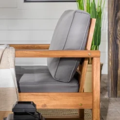 Galia 2pc Square Leg Acacia Wood Chair And Ottoman With Cushions - Brown - Saracina Home 9 Galia 2pc Square Leg Acacia Wood Chair And Ottoman With Cushions - Brown - Saracina Home -Saracina Home GUEST 9ff6703f 494c 4b96 9dac b82d4bc86e58