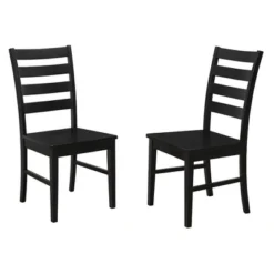 Set Of 2 Wood Ladder Back Dining Chair Black - Saracina Home