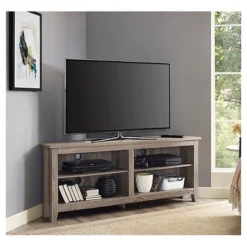 Transitional 4 Cubby Wood Open Storage Corner TV Stand For TVs Up To 65" - Saracina Home -Saracina Home GUEST a33914ea 8d3b 42b2 8556 fd626c352f65