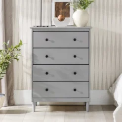 Stiva Classic Mid-Century Modern Vertical 4 Drawer Dresser Gray - Saracina Home 2 Stiva Classic Mid-Century Modern Vertical 4 Drawer Dresser Gray - Saracina Home -Saracina Home GUEST b17e12e6 10b7 4997 9975 99310ea2dd7e