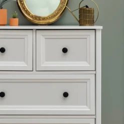 Farmhouse 5 Drawer Grooved Tall Storage Dresser White - Saracina Home -Saracina Home GUEST b4300c6d 296c 461f 9b10 91e1f40743a0
