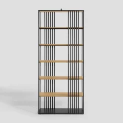 79" Modern 6 Shelf With Metal Bar Bookcase Coastal Oak/Black - Saracina Home -Saracina Home GUEST c1524d0f 09b5 429f 8c7f 80ab8daf93ad