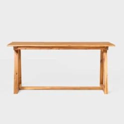 Saracina Home 66" Modern Slatted Rectangle Outdoor Dining Table With Trapezoid Legs -Saracina Home GUEST c35fd695 0b5d 4738 9224 23dafac97cf4