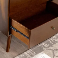 Mid-Century Modern With Closed Storage TV Stand For TVs Up To 58" Walnut - Saracina Home -Saracina Home GUEST c4d3d5a8 b236 4de0 a8b9 6466fce715e6