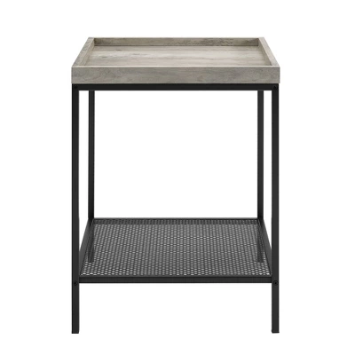 Rosalyn Urban Industrial Glam Square Tray Side Table with Metal Mesh Shelf Gray Wash - Saracina Home Rosalyn Urban Industrial Glam Square Tray Side Table With Metal Mesh Shelf Gray Wash - Saracina Home -Saracina Home GUEST c5a82605 afc5 4fb2 9c9b e93330b52950