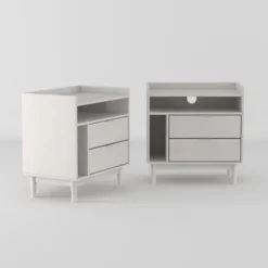 2pk Mid-Century Modern Solid Wood 2 Drawer Storage Nightstands - Saracina Home -Saracina Home GUEST c880a12d 845d 41f3 8c73 9ddb9ed4b555