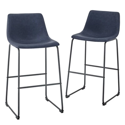 Set of 2 Laslo Modern Upholstered Faux Leather Barstools - Saracina Home Set Of 2 Laslo Modern Upholstered Faux Leather Barstools - Saracina Home -Saracina Home GUEST c8a50b3f e53f 45a3 9849 a53a3762f432