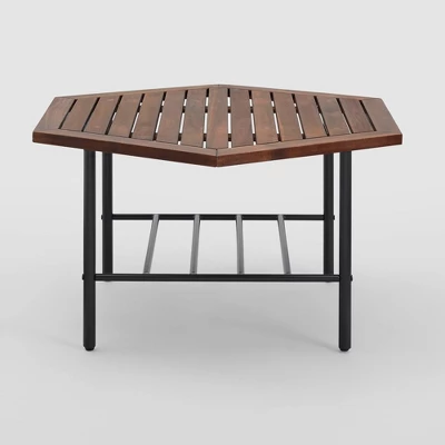 Saybrook Modern Metal and Wood Patio Hexagon Coffee Table - Dark Brown - Saracina Home Saybrook Modern Metal And Wood Patio Hexagon Coffee Table - Dark Brown - Saracina Home -Saracina Home GUEST cbf79df4 4d13 42aa a9f3 545420a8083b