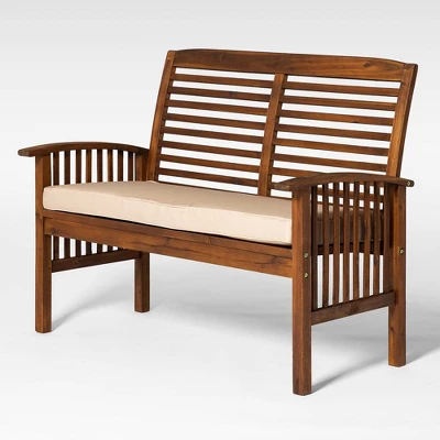 Ravenscroft Modern Boho Acacia Wood Slatted Outdoor Loveseat with Cushion - Saracina Home Ravenscroft Modern Boho Acacia Wood Slatted Outdoor Loveseat With Cushion - Saracina Home -Saracina Home GUEST cc174b51 e201 4d4d bdc1 4e90ccd2ded9