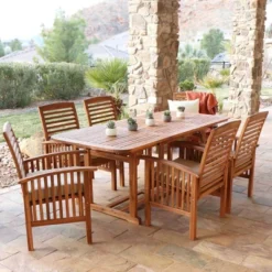7pc Acacia Wood Patio Dining Set With Cushions - Saracina Home -Saracina Home GUEST d09d1abb 1c4d 4708 955d 206d7388c2d0