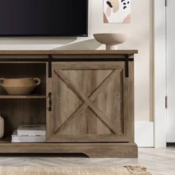 Clarabelle Double Sliding X Barn Door TV Stand For TVs Up To 80" - Saracina Home -Saracina Home GUEST d33725c0 b94a 4c9b 9892 e89b73ee9cf2