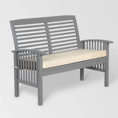 Ravenscroft Modern Boho Acacia Wood Slatted Outdoor Loveseat with Cushion - Saracina Home Ravenscroft Modern Boho Acacia Wood Slatted Outdoor Loveseat With Cushion - Saracina Home -Saracina Home GUEST d34b2324 8da3 44de b35e 2463e261fae8