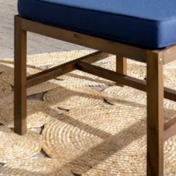 Modular Acacia Wood Armless Patio Chair With Cushion - Dark Brown/Navy - Saracina Home -Saracina Home GUEST d90662da d272 4b1f 84e6 f3d25461ded6