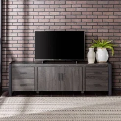 Modern Urban Industrial TV Stand For TVs Up To 80" Charcoal - Saracina Home -Saracina Home GUEST dacd7fa8 f18d 4086 a032 8c647fed8d78