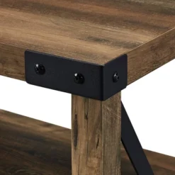 Sophie Rustic Farmhouse X Frame Glass Doors TV Stand For TVs Up To 80" Rustic Oak - Saracina Home -Saracina Home GUEST de7fd955 7820 42c3 b70b 07b1f285305b