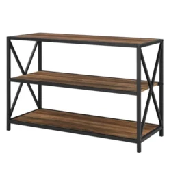 25.62" X Frame Metal And Wood Media Bookshelf - Saracina Home -Saracina Home GUEST dfa6e6c7 d4cc 4a5d a539 2c5443d07d4c