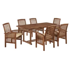 7pc Acacia Wood Patio Dining Set With Cushions - Saracina Home -Saracina Home GUEST e337eac1 6660 4fee 8206 29a97ef71e04