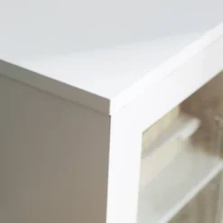 Pierceton Modern Double Glass Door With Metal Legs TV Stand For TVs Up To 58" White - Saracina Home -Saracina Home GUEST e6234a99 ab4f 4730 99f6 0b971f2d2de2