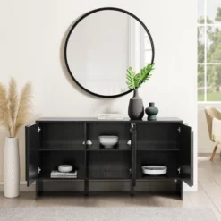 Modern Staggered Vertical Accent 3 Door Sideboard - Saracina Home -Saracina Home GUEST e7187c1a 9ce1 41e7 afaa f88ba84facf9