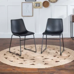 Set Of 2 Laslo Modern Upholstered Faux Leather Dining Chairs - Saracina Home 6 Set Of 2 Laslo Modern Upholstered Faux Leather Dining Chairs - Saracina Home -Saracina Home GUEST e921ecff 5d1c 46bf 8a40 c3330f7f710d