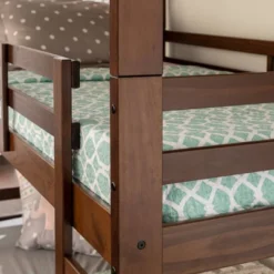 Twin Indy Solid Wood Triple Bunk Bed Walnut - Saracina Home -Saracina Home GUEST ea0f3219 673c 4bd7 a005 edae0b99a024