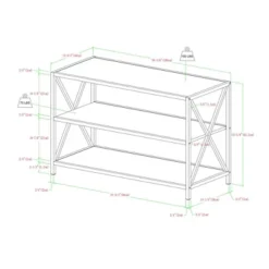 25.62" X Frame Metal And Wood Media Bookshelf - Saracina Home -Saracina Home GUEST ecd624a7 487c 4307 a775 37bc46fb3460
