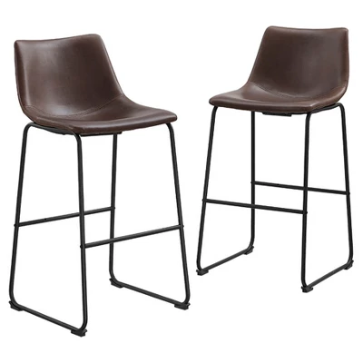 Set of 2 Laslo Modern Upholstered Faux Leather Barstools - Saracina Home Set Of 2 Laslo Modern Upholstered Faux Leather Barstools - Saracina Home -Saracina Home GUEST f3832c91 22cd 4a53 ae8b 5976ad6a7e26