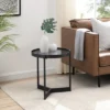 Modern Minimalist Tray Top Round Glass Side Table Black - Saracina Home