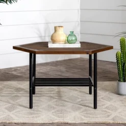 Saybrook Modern Metal And Wood Patio Hexagon Coffee Table - Dark Brown - Saracina Home 5 Saybrook Modern Metal And Wood Patio Hexagon Coffee Table - Dark Brown - Saracina Home -Saracina Home GUEST f4faae93 2587 46a1 98cb c4096a1a8e56