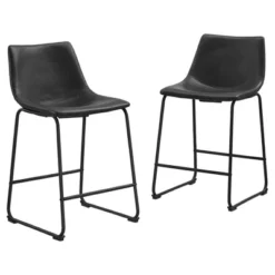 Set Of 2 Laslo Modern Upholstered Faux Leather Counter Height Barstools - Saracina Home -Saracina Home GUEST f6f9d7b5 90d5 4e6e a4dd 7067faedcdef