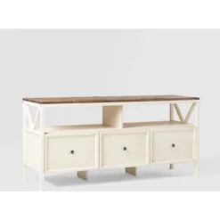 Farmhouse 3 Drawer Wood TV Stand For TVs Up To 65" - Saracina Home -Saracina Home GUEST fecee8bb 867b 4497 a2fe de792e75020c