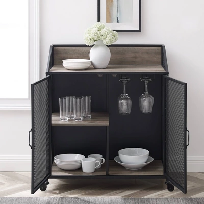 Urban Industrial Metal Mesh Bar Cart with Wheels - Saracina Home Urban Industrial Metal Mesh Bar Cart With Wheels - Saracina Home -Saracina Home GUEST ff406dda d620 4228 9ca2 9466e7b28653