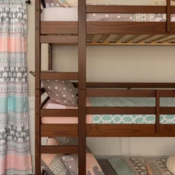 Twin Indy Solid Wood Triple Bunk Bed Walnut - Saracina Home -Saracina Home GUEST fffbb9f0 16df 41c6 af6a 3afc66cf476b